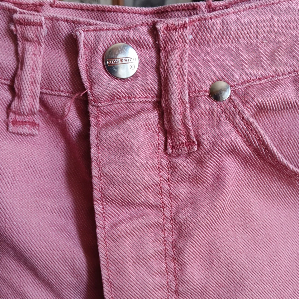 Pantalones Cortos Corte Cintura Alta Denim Rosa Maverick 22W De Colección Talla 7/8 Delgados EE. UU. 60s Foto 4 de 4