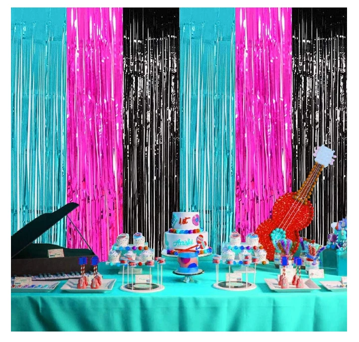 День рождения диско/музыка вечеринки украшения фон роза красный синий черный фольга занавески - Изображение 2 из 4