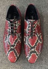AUTH.DOLCE GABANNA RED/BLACK SNAKE SKIN DERBY SHOES US 8 EURO 41 New