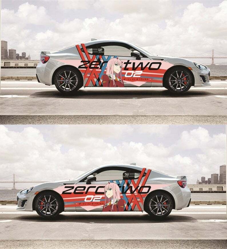 Anime ITASHA Zero Two car side sitcker car door sticker wrap fit any cars Vinyl