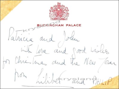 HER MAJESTY THE QUEEN ELIZABETH II AND PRINCE PHILIP AUTOGRAPH PHOTO SIGNED RARE