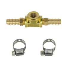 GlowShift 8mm (5/16") Fuel Line Fuel Pressure Sensor T-Fitting Adapter w Clamps