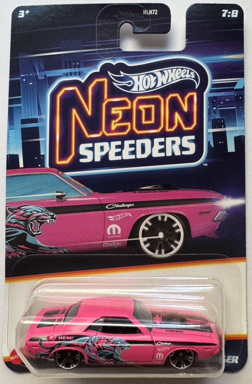 2025 Hot Wheels Neon Speeders 70 Dodge Hemi Challenger 7/8 Diecast Car