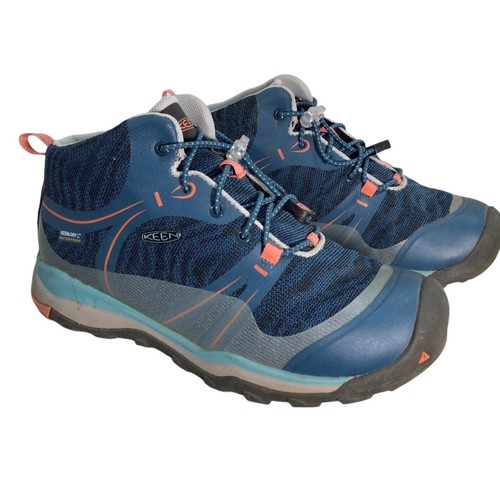 KEEN Big Kids Terradora Waterproof Mid Hiking Boots US 5 Aqua / Coral - Picture 2 of 8