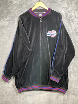 Ounk Los Angeles Clippers Valore Jacket Men's 2XL Back Vintage 1990 s Velvet NBA