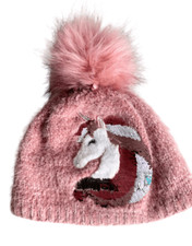 Girl  s Sequin Unicorn Pom Beanie, L