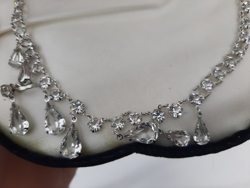 Vintage Harves FIFTH AVENUE Silver Tone Crystal Necklace Earring Set Orig. Box - Picture 10 of 12