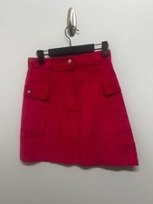 Vintage Red Corduroy Mini Skirt With Utility Pockets Size S