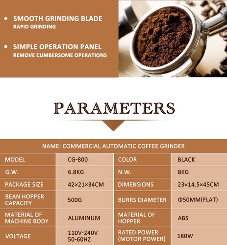 Commercial Automatic Coffee Bean Grinder Aluminum Three Working Modes Black - Picture 3 of 8