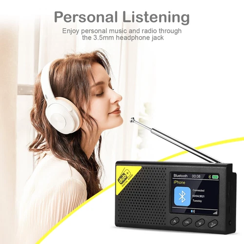 Xmas Gift DAB /DAB+ /AM /FM Digital Radio Bluetooth 5.0 Music Player 2.4inch LCD - Picture 7 of 11