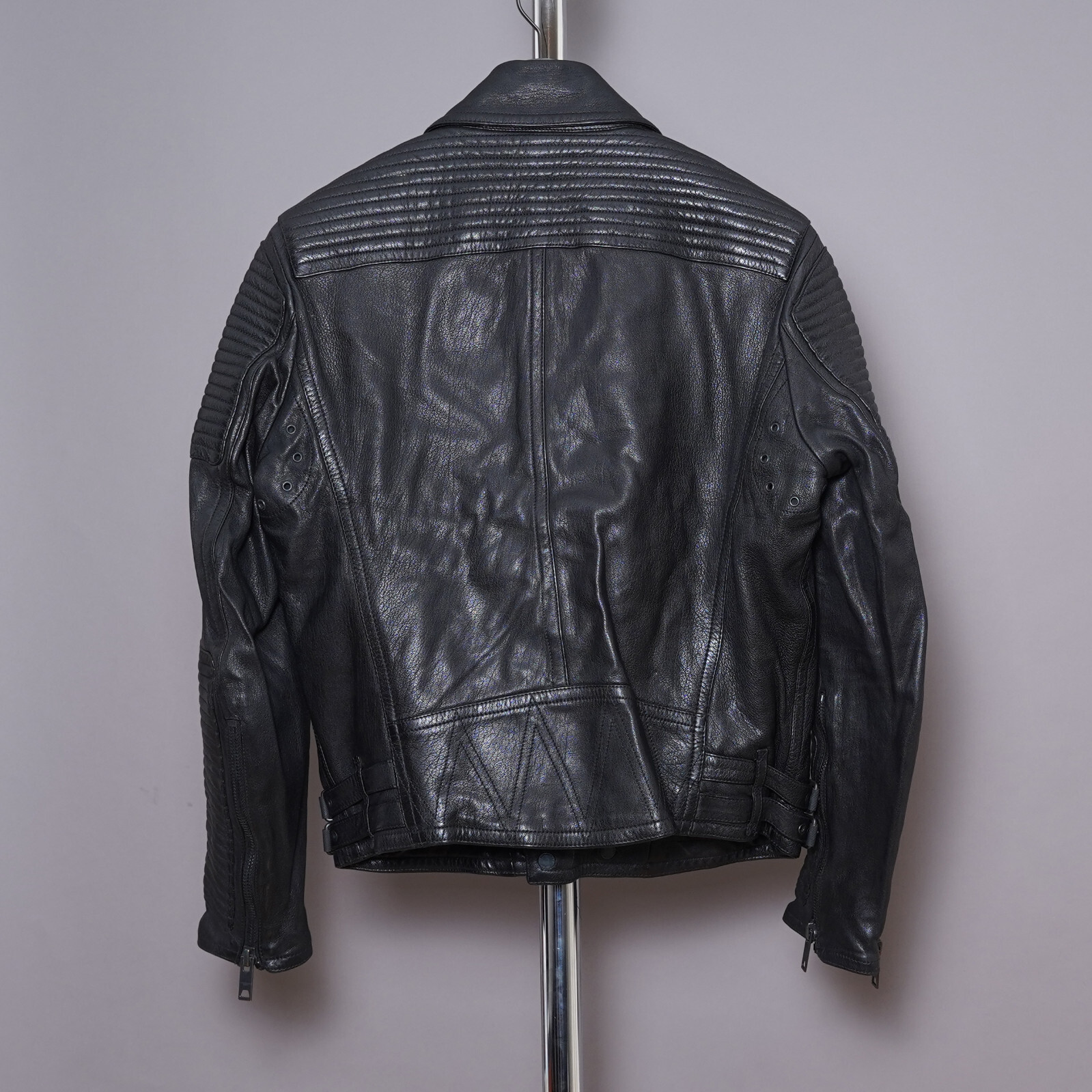 BURBERRY Leather Jacket LARGE Mens Black Brit Biker Runway Prorsum L Grail thumbnail 12