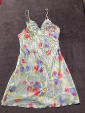 VTG PInk K Kmart Polyester Satin Night Gown M floral second skin satin
