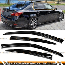 JDM 3D WAVY WINDOW VISOR RAIN GUARD DEFLECTOR FOR 13-21 LEXUS GS350 GS450 GS200 