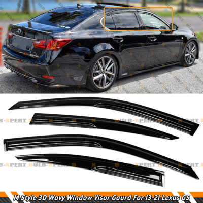 JDM 3D WAVY WINDOW VISOR RAIN GUARD DEFLECTOR FOR 13-21 LEXUS GS350 ...