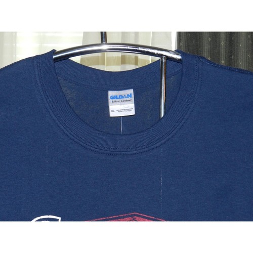 T-shirt uomo nuova con etichette stampa XL Captain Gildan navy/rossa West Marine maniche corte - Foto 4 di 4