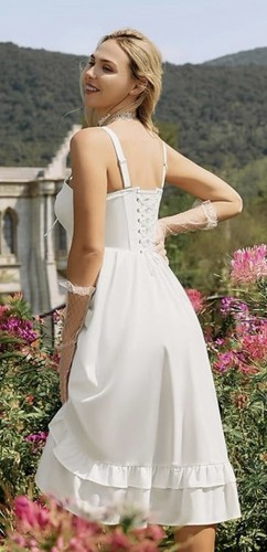 Vestido enganchado estilo renacentista marfil Scarlett Darkness para mujer talla XL/20 - Imagen 4 de 5