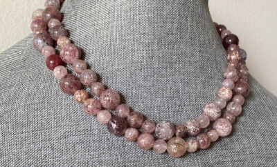 Vintage Amethyst lila Osterei Stein Halskette Sterlingsilber 925 Verschluss 36''