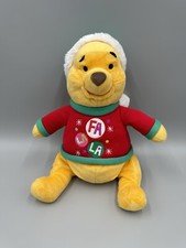 Disney Store Winnie the Pooh In Christmas Sweater  Santa Hat 13  Holiday Plush