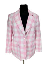 Eloquii Womens Two Button Up Blazer Jacket Sz 14 Pink White Flannel Long Sl 168p