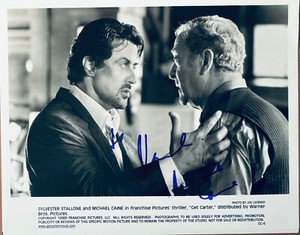 MICHAEL CAINE Signed 8 x 10 Promo 1971 *Get Carter* Movie w/ Slyvester Stallone
