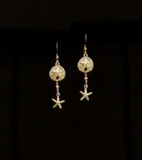 "IAJ" 14k Gold-filled SAND DOLLAR STARFISH SEA STAR Earrings