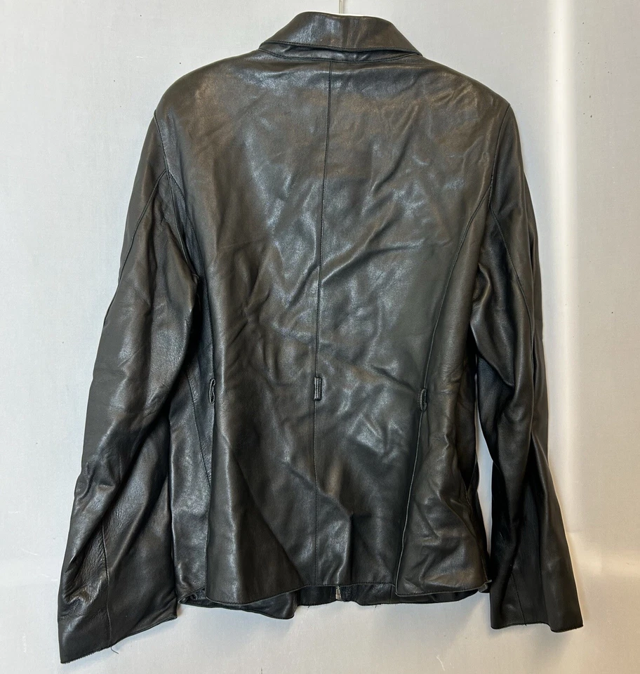 Chaqueta Studio Y Mujer Grande Negra Bomber Cuero Cremallera Completa Cuello Bolsillos Foto 2 de 4