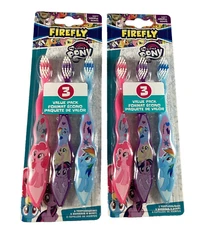 New My Little Pony Toothbrush 3 Pack Firefly Pink/Purple/Blue Soft Bristles