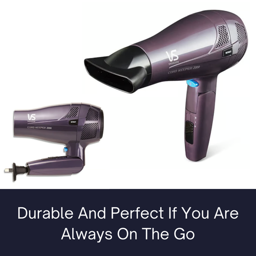 VS Sassoon Hair Dryer with Retractable Cord Foldable Handle Grip Ionic Ceramic - Picture 12 of 13