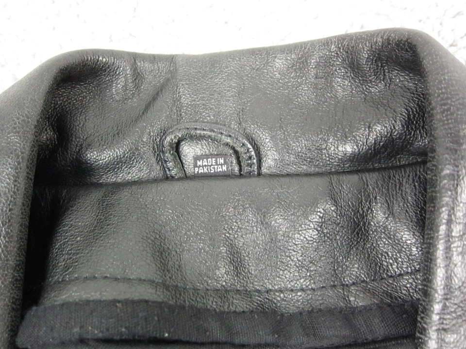 Chaqueta de cuero vintage para galería para hombre grande negra motocicleta motociclista hombre bombardero Foto 3 de 4