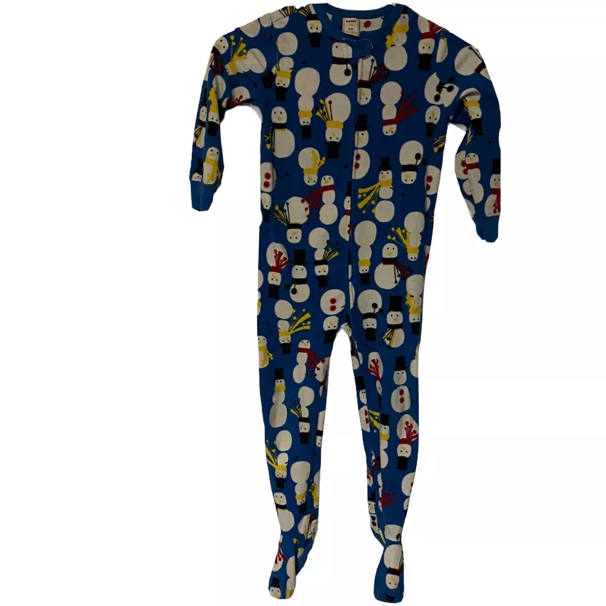 Old Navy Kids Pajama One Piece Zip Footie Pajamas Snowmen Size 5T