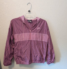 Vintage 80's Women's Nike Nylon Track Suit Jacket/Pants SZ M PINK/PURPLE HOODED