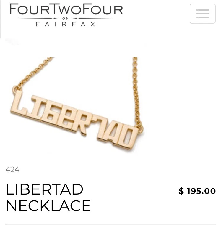 Collier en argent 925 Fairfax LIBERTAD 424 quatre quatre chaîne bape/suprême NEUF