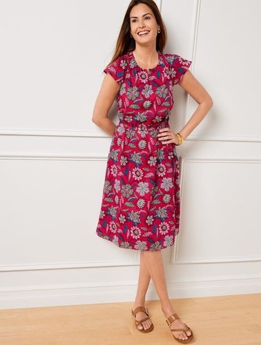NWT $79 TALBOTS BEAUTIFUL BOTANICAL FLUTTER SLEEVE FIT & FLARE DRESS 18W