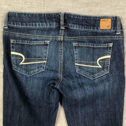 American Eagle Jeans Womens 6 Short Blue Artist Bootcut Low Rise Dark Wash - Picture 12 of 13