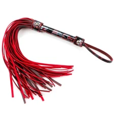 Red Horse Folgger Whip Faux Leather Flogger Riding Crop Handle Roleplay