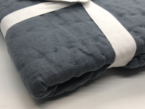 (1) NEW Pottery Barn Belgian Flax Linen Hand-Stitched Standard Sham, Steel Blue - Picture 6 of 10