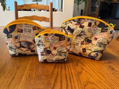 Make up bags (3 piece set)  travel themed