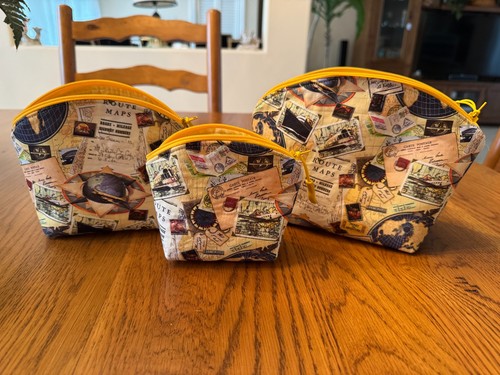 Make up bags (3 piece set)  travel themed