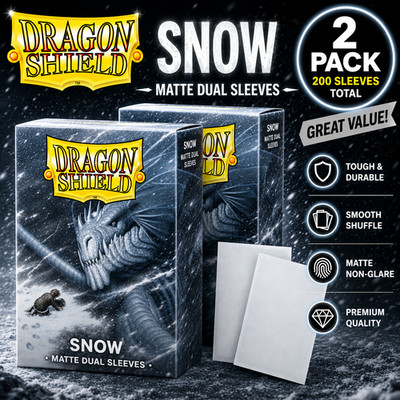 Dragon Shield Snow Matte Dual Card Sleeves Std Sized - 2 Packs of 100 (200)