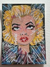 ACEO Original Marilyn Inspired Pop Art Influence MixedMedia 2.5x3.5 signed by KC