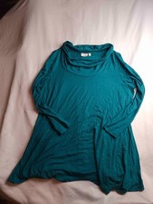 Kim Rogers Tunic Top Womens 1X Plus Blue Minimalist Comfy Loungewear USA Made