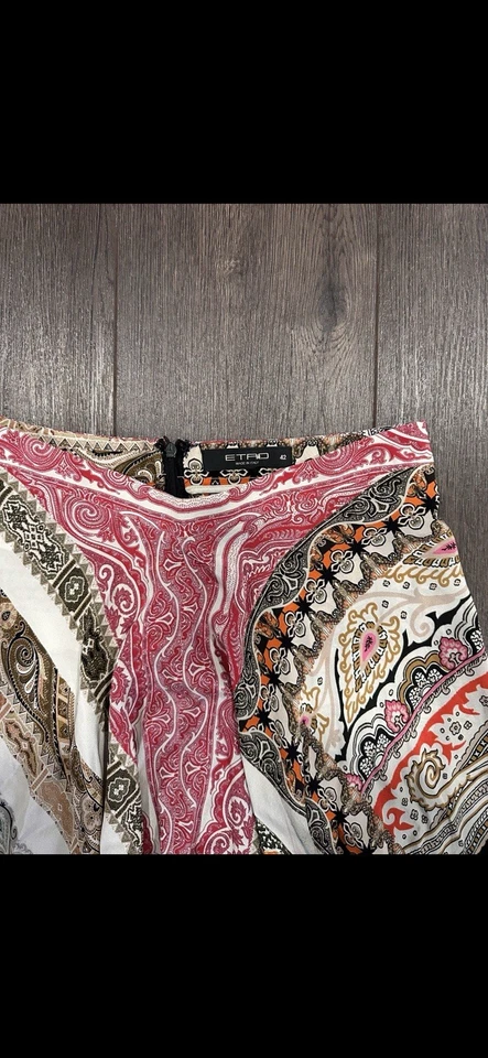 Maxi Falda Etro Italia Mujer Talla 42 Multicolor Seda Estampado Floral Cremallera Lateral Foto 3 de 4