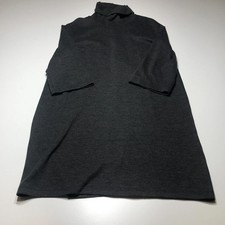 Zara Sweater Dress Womens Medium Heather Gray Cropped Sleeved Relaxed Turtleneck