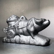 1160g Rare Obsidian Carved crystal Cow Home Decor Reiki   Statue Holiday gift