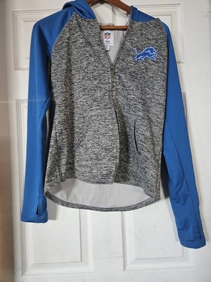 NFL Team Apparel Detroit Lions Women's Full Zip Hoodie Gray Blue Size M