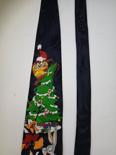 Vintage 1997 Looney Tunes Christmas Men's Tie Necktie Bugs Bunny Daffy Duck Taz - Picture 3 of 11