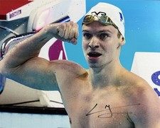 LEON MARCHAND SIGNED 8x10 PHOTO SWIMMING OLYMPICS FRANCE AUTOGRAPH COA
