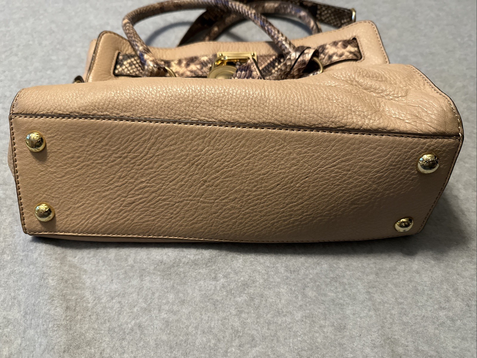 Michael Kors Beige & Python ColorblockMedium Hami… - image 13