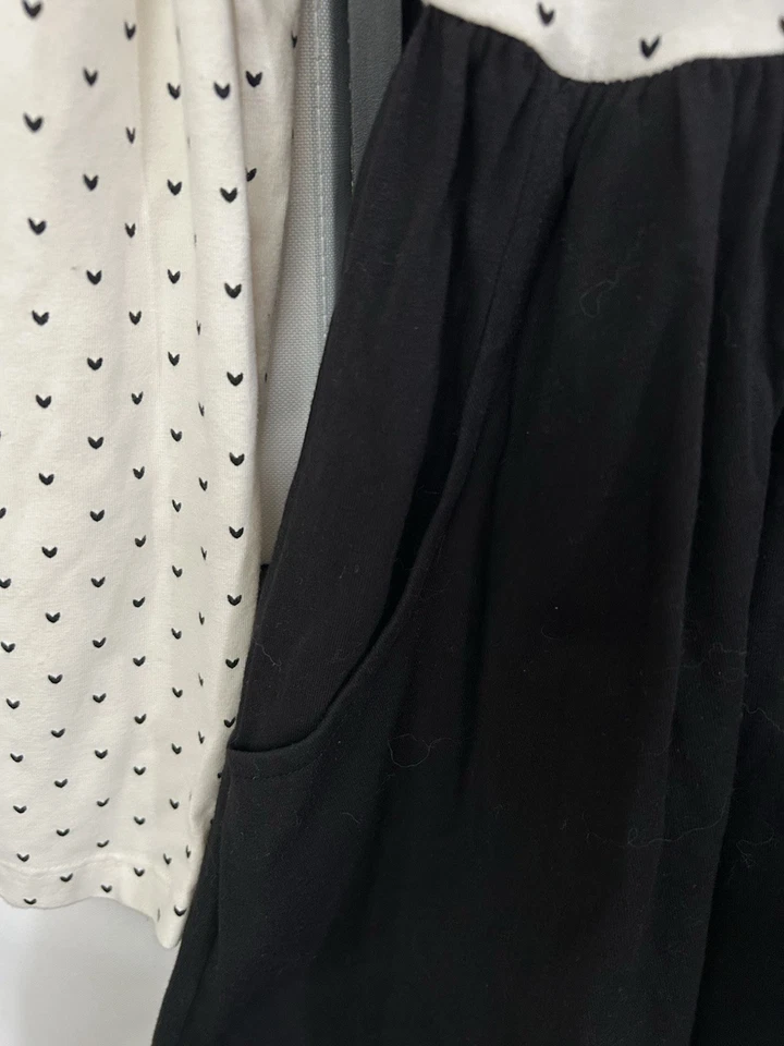 Vestido Hanna Andersson Niña 10 Minnie Mouse Manga Larga Bolsillo Negro Blanco Rojo Foto 3 de 4