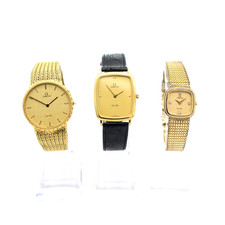 Vintage Omega De Ville Gold Tone Quartz Ladies Dress Watches Lot of 3 W-340